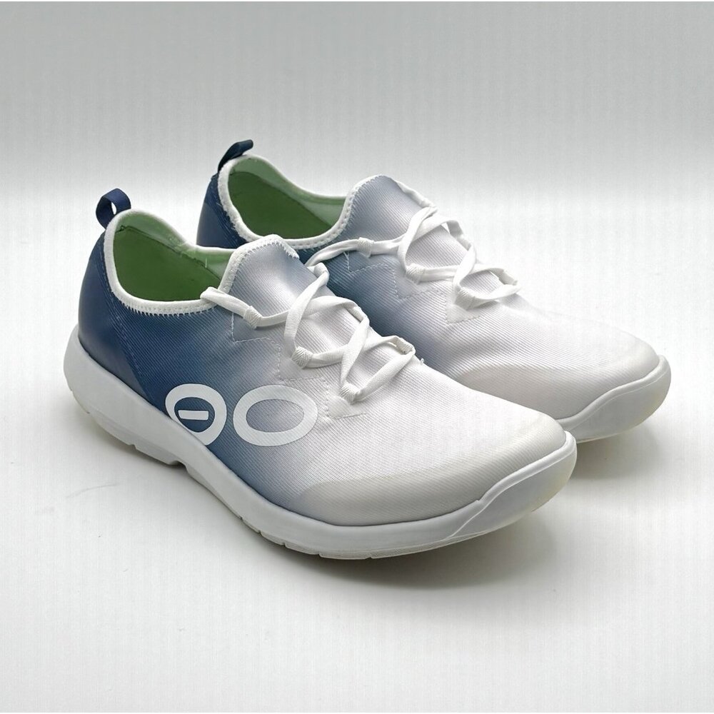 OOFOS OOmg Sport Shoes Mens 12 Blue White Walking Recovery Comfort Sneakers